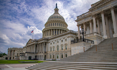 U.S. Capitol. Washington DC skyline featuring the Capitol. Senate and House USA building. USA government seat in District of Columbia. The Capitol building. Capital of democracy.