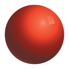 Glass red ball or precious pearl. Glossy realistic ball, 3D abstract vector illustration highlighted on a white background. Big metal bubble with shadow.