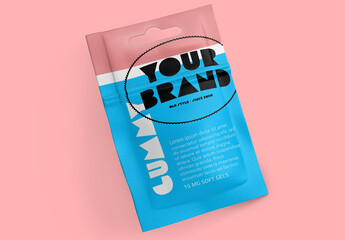 Flexible Pouch Packaging Mockup for Soft Gels and Supplements