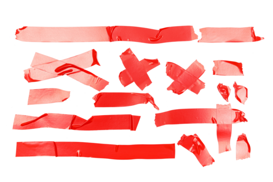 Duct repair tape red set, patterns kit isolated on white	background, clippng path