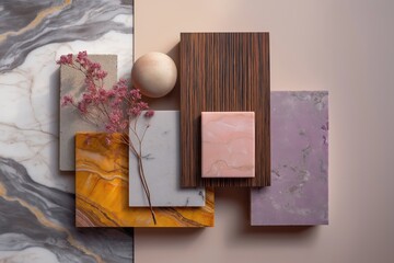 Interior design material moodboard for brand kits, proposals, and blogs