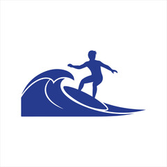 Vector art of silhouette of a surfer riding a wave