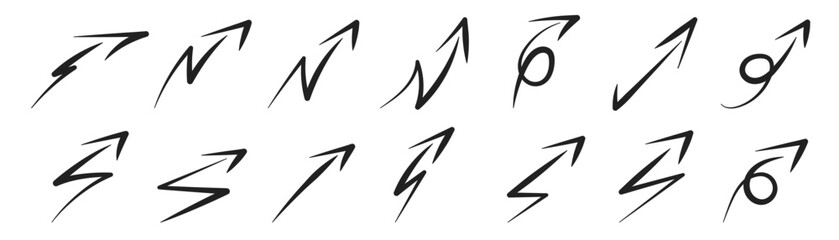 Hand drawn doodle arrow set