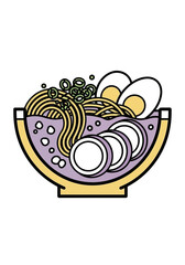 Cute Flat Vector Illustration of a Ramen Bowl