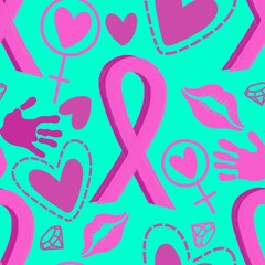 Breast cancer month seamless pink ribbon day mammogram pattern for medical accessories and medicine textiles