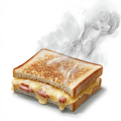 A sandwich with melted cheese on toasted bread. This delicious dish is perfect for a quick lunch or snack. Perfect for those looking for comfort food that is filling and easy to make.