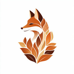 Creative illustration of a fox surrounded by colorful leaves featuring various shades of orange and brown, capturing the essence of nature in an artistic design