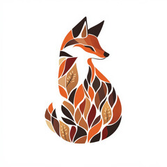 Creative illustration of a fox with decorative foliage patterns showcasing autumn colors in a stylized design suitable for nature lovers and art enthusiasts