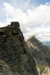Rocky mountain peaks piercing the sky