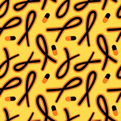 Breast cancer month seamless pink ribbon day mammogram pattern for medical accessories and medicine textiles