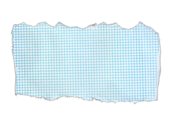 Torn Graph Paper with Blue Grid on Transparent Background and Jagged Edges