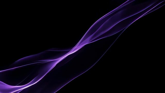Abstract image featuring sweeping, purple waves on a black background