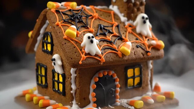 Spooky Gingerbread House Decorated for Halloween