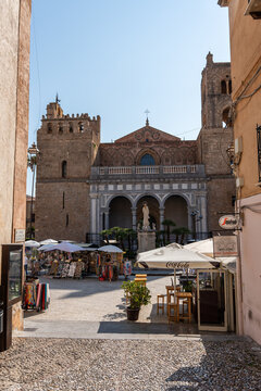 Exterior view of the Cathedral of Monreale, a masterpiece of Norman architecture in Sicily. A UNESCO World Heritage Site. Monreale, Italy, August 7, 2025