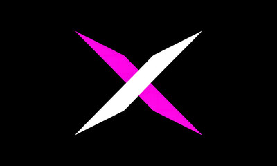 Abstract X Mark Graphic: White and Magenta Cross on Black Background