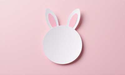 Fototapeta premium Minimalist Easter Bunny Paper Cutout on Pink Background for Holiday Content
