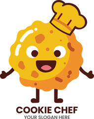 Smiling Cookie Chef Mascot Logo for Bakery and Dessert Branding