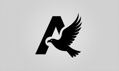 Elegant Letter A with Eagle Silhouette for Company Branding and Logo Design