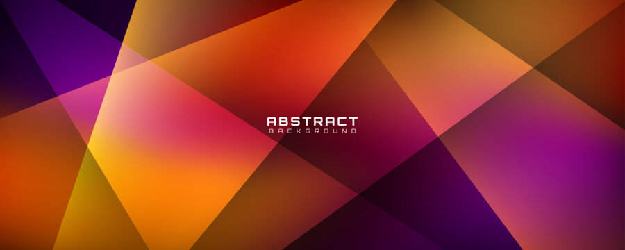 Abstract geometric background with overlapping triangle shapes in red, orange, and purple gradient tones, modern futuristic polygon design for banner, poster, presentation, and digital template