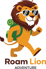 Roam Lion Mascot Logo for Travel and Adventure Exploration Branding