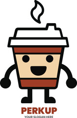 erkup Coffee Cup Mascot Logo for Cafe and Beverage Branding