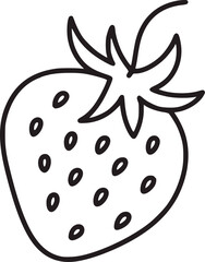 Black and white line drawing of a strawberry fruit food