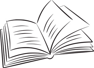 Open book with pages fanning out drawing