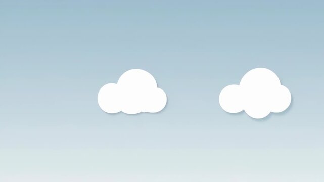 Two fluffy white cloud cutouts on a light blue gradient background, creating a serene and minimalist scene