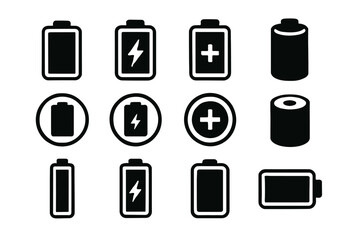 Fototapeta premium Set of battery icons in various styles and charge levels