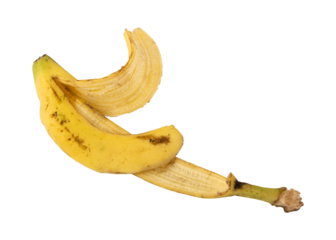 Fresh banana peel isolated on transparent background