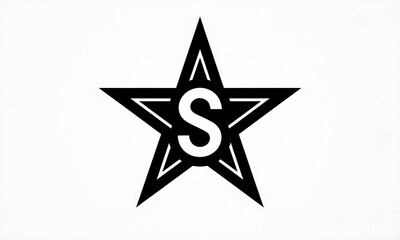 Letter S in Star Logo Design Graphic Vector Illustration on White