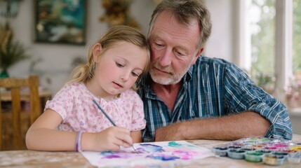 Fototapeta premium Heartwarming concept of creativity and family bonding, perfect for education, home activities, and parenting visuals.