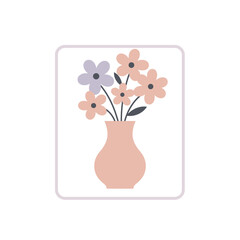 Minimalist Flat Flower Arrangement in Vase Indoor Decoration Illustration