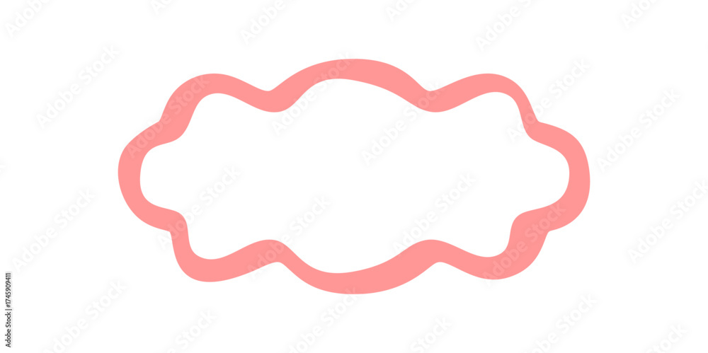 Wall mural groovy wavy retro outline bubble frame with soft color border and curved line shape. playful y2k sty