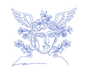 Greek Mythology Hermes Line Art God Of Speed Travel Trade Ancient God Outline One Line Modern Minimalist Vector