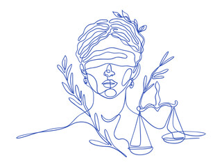 Greek Mythology Themis Line Art Goddess Of Justice Law Order Ancient God Outline One Line Modern Minimalist Vector