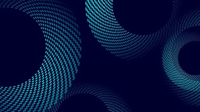 Glowing blue circular and spiral dotted lines abstract tech geometric background. Seamless looping minimal futuristic motion design. Video animation Ultra HD 4K 3840x2160