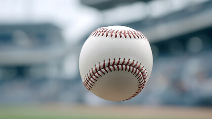 Slow motion baseball pitch flying toward camera in sports arena action scene