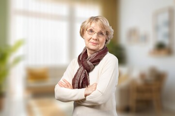 Fototapeta premium smiling aged business woman portrait at workplace.