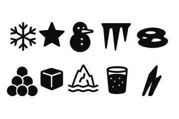 Winter, snow silhouette icon set. seasonal, holiday elements in silhouette style