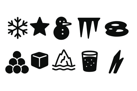 Winter, snow silhouette icon set. seasonal, holiday elements in silhouette style