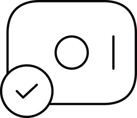 Vector art of camera with check mark, photo approved, verification