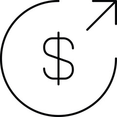 Vector art of dollar sign with arrow pointing up, financial growth
