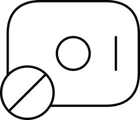 Vector art of remove camera icon, symbol for photography app