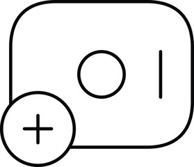 Vector art of add camera icon, symbol for photography app
