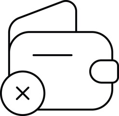 Vector art of wallet with cross mark for payment failure