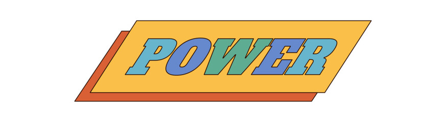 Groovy y2k typography forms a colorful rectangle with a comic and pop style font. Funky retro graphic blends as unique groovy element, vibrant shape for bold backgrounds or modern poster layouts.