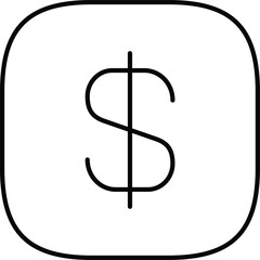 Vector art of black and white dollar sign inside a rounded square
