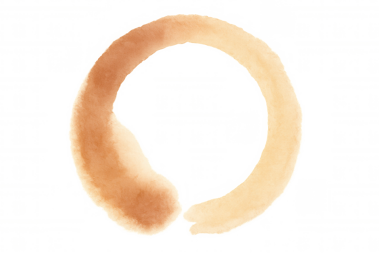 Ensō brush stroke drawing on transparent background creating a zen and meditation concept