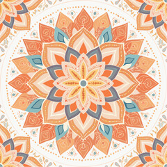 A seamless Indian lotus mandala pattern with elegant circular symmetry. Perfect for meditation products, packaging, and spiritual themes.